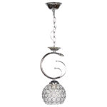 Φωτιστικό μονόφωτο μεταλλικό Ε27 14Χ12Χ31 εκ. χρώμιο με κρύσταλλα - KESKOR 9952/1 CR