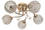 Φωτιστικό οροφής 5 Χ Ε27 Φ56Χ21 εκ. χρυσό με κρύσταλλα - KESKOR 89399/5 FGD