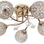 Φωτιστικό οροφής 5 Χ Ε27 Φ56Χ21 εκ. χρυσό με κρύσταλλα - KESKOR 89399/5 FGD