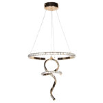 Φωτιστικό κρεμαστό μοντέρνο Φ41 εκ. LED 50W 3200K χρυσό με κρύσταλλα - KESKOR 8561-400