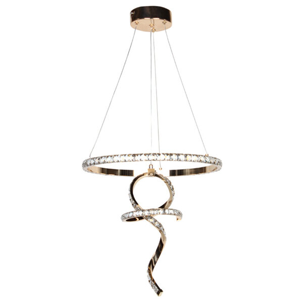 Φωτιστικό κρεμαστό μοντέρνο Φ41 εκ. LED 50W 3200K χρυσό με κρύσταλλα - KESKOR 8561-400