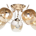 Φωτιστικό οροφής 5 Χ Ε27 Φ56Χ22 εκ. χρυσό με γυαλιά και κρύσταλλα  - KESKOR 6677A/5 FGD