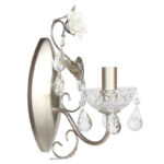 Απλίκα τοίχου μεταλλική Ε14 11Χ24Χ31 εκ. σαμπανί με κρύσταλλα και τριαντάφυλλα - KESKOR W0876/1