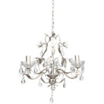 Φωτιστικό κρεμαστό 3 Χ Ε14 Φ50Χ50 εκ. Σαμπανί με κρύσταλλα και τριαντάφυλλα - KESKOR AT0876/3