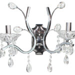 Απλίκα τοίχου μεταλλική 2 Χ Ε14 40Χ19Χ36 εκ. χρώμιο με κρύσταλλα - KESKOR W9017-2