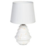 Λάμπα κεραμική Ε27 Φ17,5Χ28 εκ. Λευκή χρυσή με καπέλο - KESKOR 68680