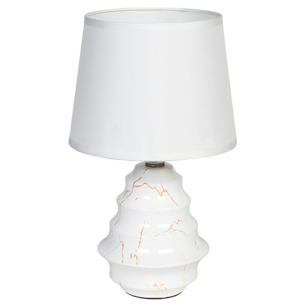 Λάμπα κεραμική Ε27 Φ17,5Χ28 εκ. Λευκή χρυσή με καπέλο - KESKOR 68680