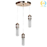 Φωτιστικό κρεμαστό μεταλλικό άνισο LED 24W Φ28 εκ. χρυσό με ακρυλικά - KESKOR 553007