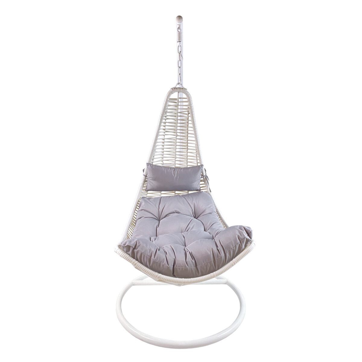 Κούνια Πολυθρόνα ArteLibre KEVIN Λευκό/Γκρι Μέταλλο/Rattan 80x70x195cm - Image 2