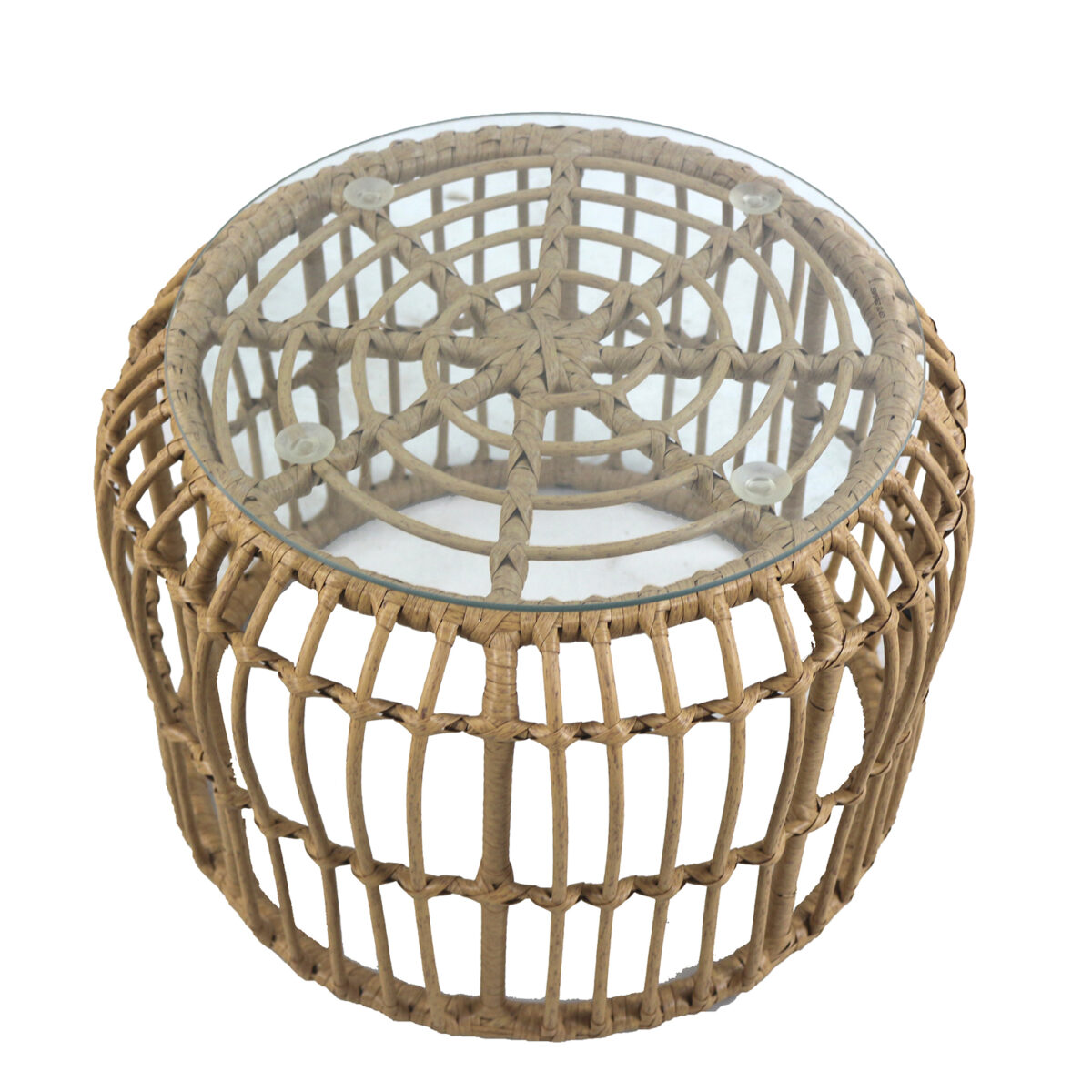 Τραπεζάκι Κήπου ArteLibre ALBIUS Φυσικό Rattan/Μέταλλο/Γυαλί Φ50x35cm - Image 2