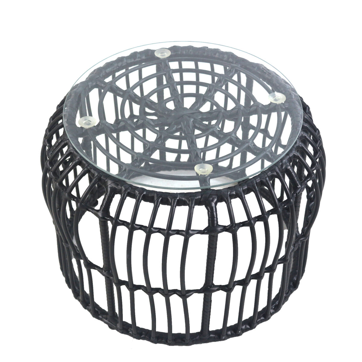 Τραπεζάκι Κήπου ArteLibre ALBIUS Μαύρο Rattan/Μέταλλο/Γυαλί Φ50x35cm - Image 2