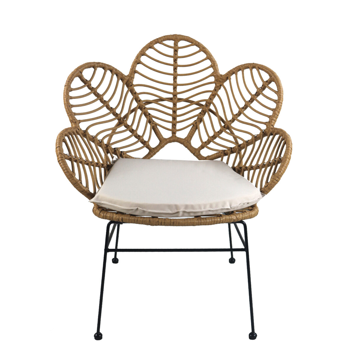 Καρέκλα Κήπου ArteLibre ALFIUS Φυσικό/Μαύρο Μέταλλο/Rattan 72x62x86cm - Image 2