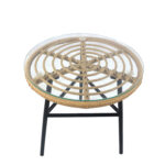 Τραπέζι Κήπου ArteLibre ARELLIUS Φυσικό/Μαύρο Μέταλλο/Rattan/Γυαλί 45x45x46cm - Image 2