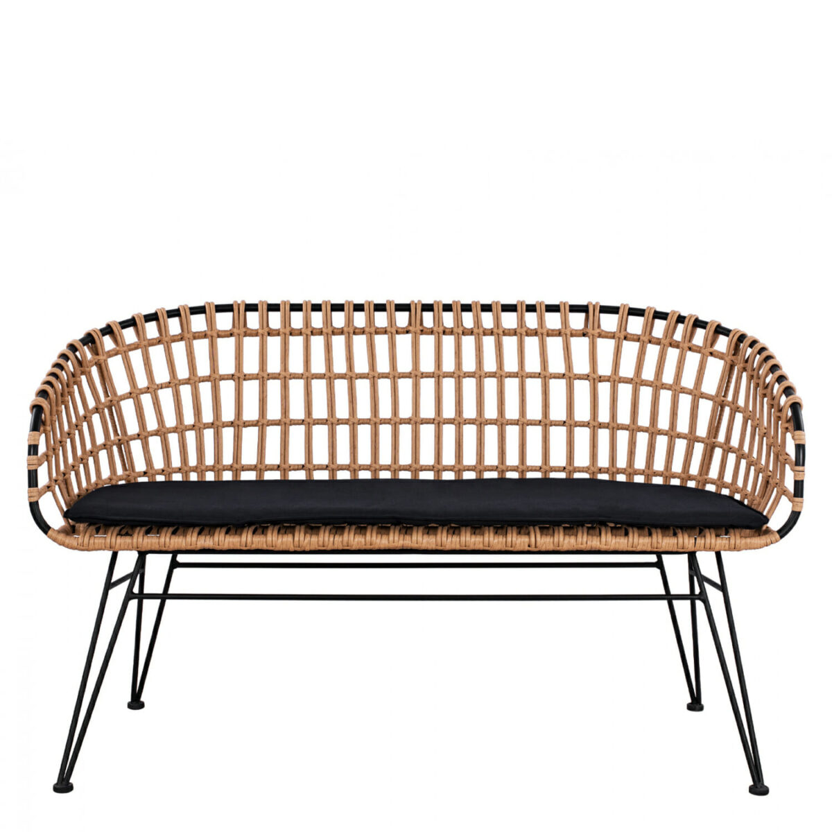 Καναπές Κήπου ArteLibre ARVENIUS Φυσικό/Μαύρο Rattan 124x57x77cm - Image 2