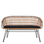 Καναπές Κήπου ArteLibre ARVENIUS Φυσικό/Μαύρο Rattan 124x57x77cm - Image 2