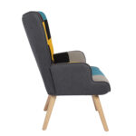 Πολυθρόνα ArteLibre BRIAR Κίτρινο/Μπλε Patchwork Ύφασμα/Ξύλο 73x69x96cm - Image 2