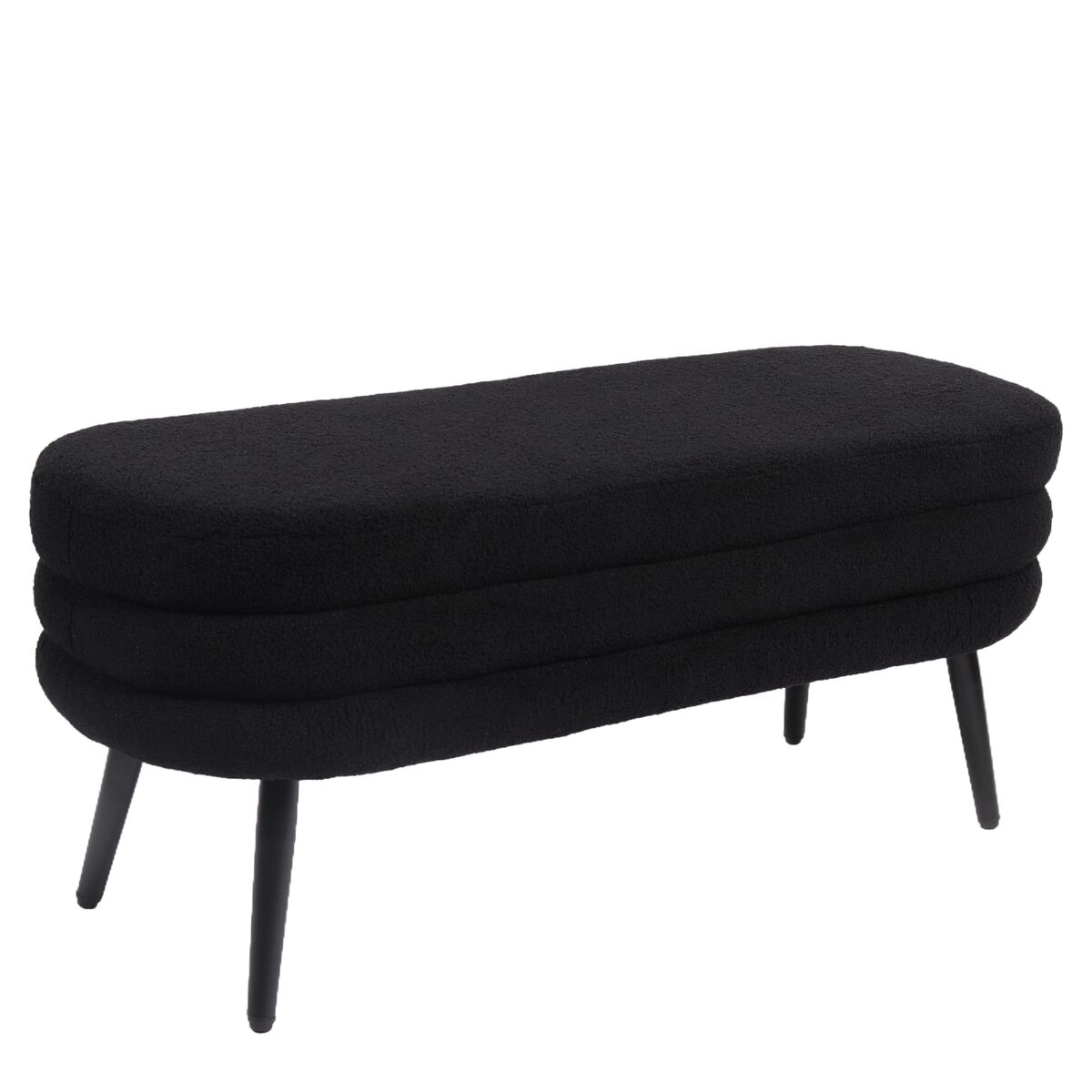 Παγκάκι Ottoman ArteLibre TONDO Μαύρο Ύφασμα Teddy/Μέταλλο 42x112x44cm - Image 2