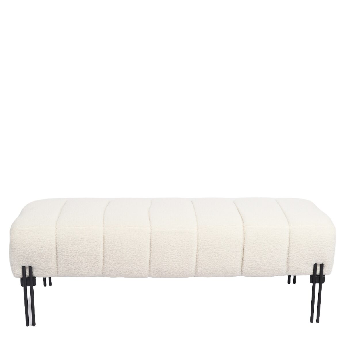 Παγκάκι Ottoman ArteLibre KUBO Λευκό Ύφασμα Teddy/Μέταλλο 40x116.5x50cm - Image 2