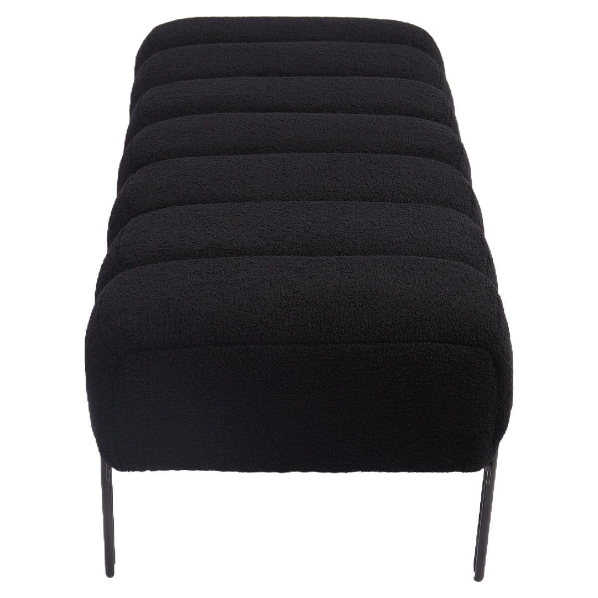Παγκάκι Ottoman ArteLibre KUBO Μαύρο Ύφασμα Teddy/Μέταλλο 40x116.5x50cm - Image 2