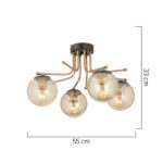 Φωτιστικό Οροφής ArteLibre NORMA Τετράφωτο Χρυσό/Μελί Μέταλλο/Γυαλί 55x33cm - Image 2