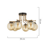 Φωτιστικό Οροφής ArteLibre NORMA Εξάφωτο Χρυσό/Μελί Μέταλλο/Γυαλί 55x33cm - Image 2