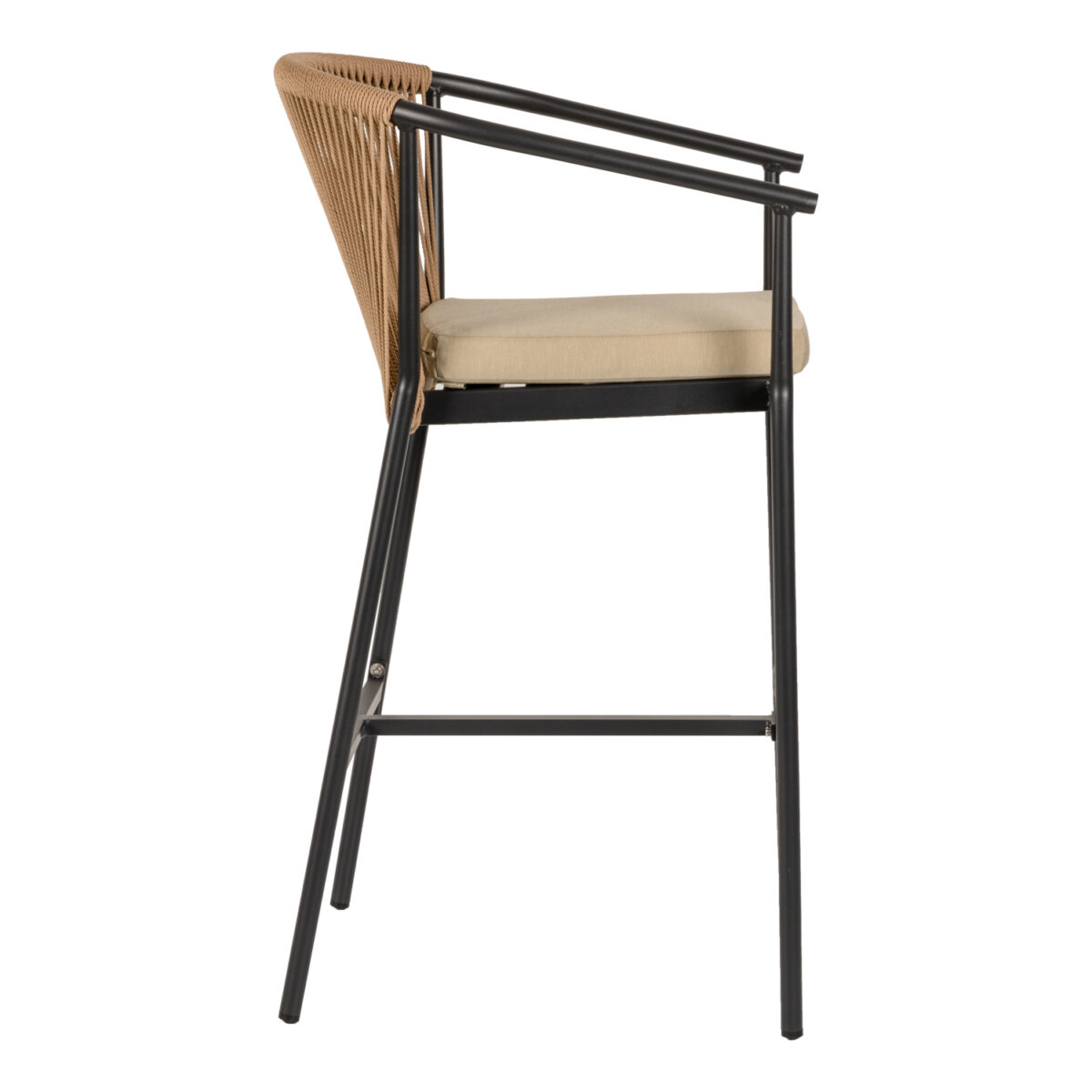 Σκαμπό ArteLibre MANDRAKA Μαύρο/Φυσικό Αλουμίνιο/Rattan 56x63x108cm - Image 2
