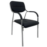 Καρέκλα Επισκέπτη GUESTEASE Μαύρο/Χρώμιο PU/Μέταλλο 48x41x87cm