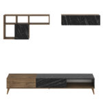 Σύνθετο ArteLibre ISOLDE Δρυς/Μαύρο Μάρμαρο Μοριοσανίδα/Μελαμίνη 180x33x41cm - Image 2