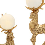 Διακοσμητικά polyresin τεμ 2 14Χ8Χ30 εκ. - 16Χ8Χ21 εκ. Ελάφια χρυσά με φωτιζόμενη μπάλα - KESKOR 69595 - Image 3