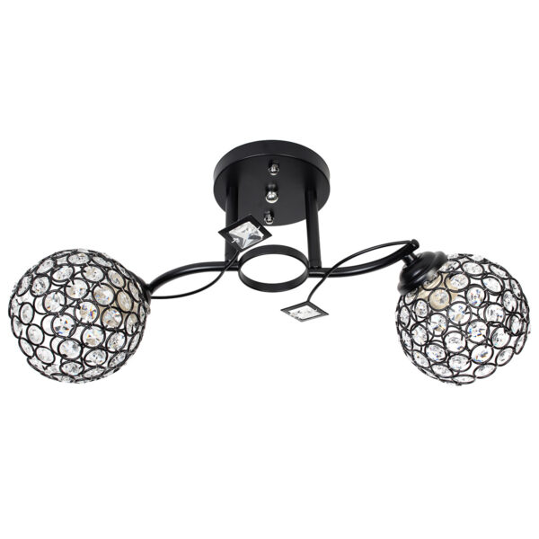 Φωτιστικό οροφής 2 Χ Ε27 47Χ18Χ22 εκ. μαύρο με κρύσταλλα - KESKOR 9555A/2 BK