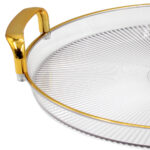 Πιατέλα - δίσκος σερβιρίσματος πλαστικός Φ32,5 εκ. διάφανος με χρυσό - KESKOR 42646-2 - Image 2