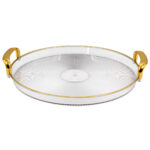 Πιατέλα - δίσκος σερβιρίσματος πλαστικός Φ32,5 εκ. διάφανος με χρυσό - KESKOR 42646-2
