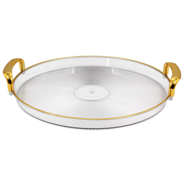 Πιατέλα - δίσκος σερβιρίσματος πλαστικός Φ32,5 εκ. διάφανος με χρυσό - KESKOR 42646-2