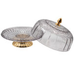 Τουρτιέρα - πιατέλα πλαστική κολωνάτη με καπάκι Φ31Χ25 εκ. φιμέ με χρυσό - KESKOR 42647-1 - Image 2