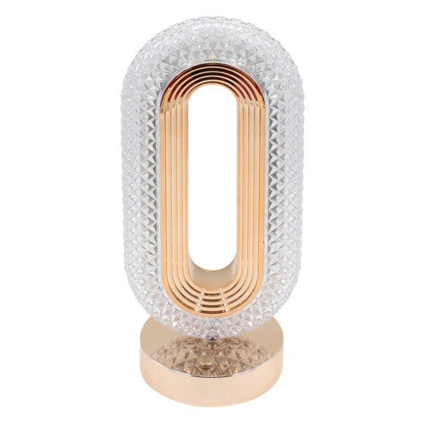 Πορτατίφ LED επαναφορτιζόμενο 12Χ10Χ26 εκ. χρυσό με μεταλλική βάση και ακρυλικό διακοσμητικό - KESKOR 80440