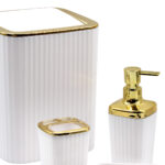 Σετ μπάνιου πλαστικό 6 τεμ Λευκό Χρυσό - KESKOR 42659-4 - Image 2
