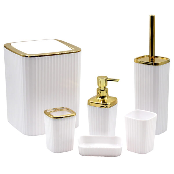 Σετ μπάνιου πλαστικό 6 τεμ Λευκό Χρυσό - KESKOR 42659-4