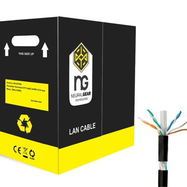 NG ΕΞΩΤΕΡΙΚΟ ΚΑΛΩΔΙΟ ΔΙΚΤΥΟΥ UTP ΜΑΥΡΟ CAT6 COPPER 305m