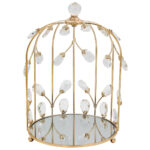 Διακοσμητικό μεταλλικό Φ21Χ31 εκ. Χρυσό με κρύσταλλα και καθρέπτη - KESKOR 43084-2