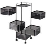 Τρόλεϊ - μανάβης μεταλλικός 26Χ26Χ93 εκ. μαύρος με 5 περιστρεφόμενα ράφια - KESKOR 51378 - Image 2