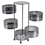 Τρόλεϊ - μανάβης μεταλλικός Φ30Χ90 εκ. μαύρος με 5 περιστρεφόμενα ράφια - KESKOR 51377 - Image 2