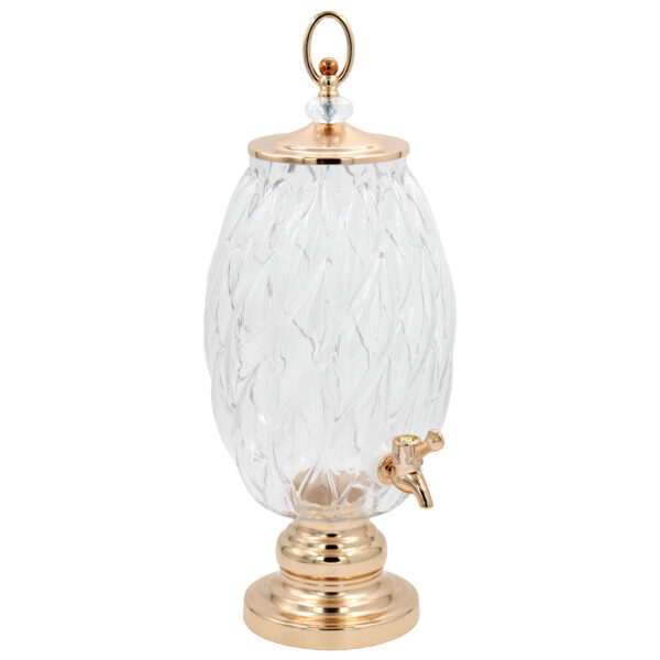 Βάζο – δοχείο γυάλινο κολωνάτο με καπάκι και βρυσάκι 5,5 λίτρα Φ18Χ48 εκ. Χρυσό - KESKOR 64123
