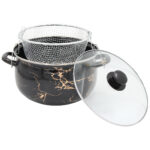 Φριτέζα εμαγιέ Φ26Χ15-20 εκ. με καλάθι φριτούρας Μαύρη Χρυσή - KESKOR 41930