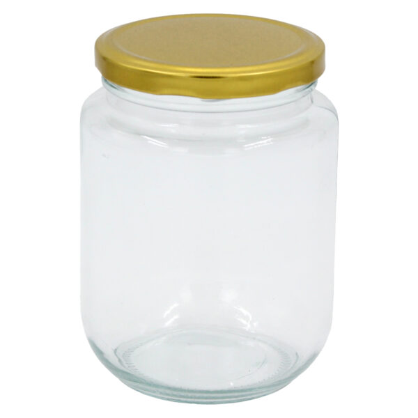 Βάζο αποθήκευσης 720 ml Φ9Χ13 εκ. γυάλινο με μεταλλικό καπάκι χρυσό - KESKOR 62561