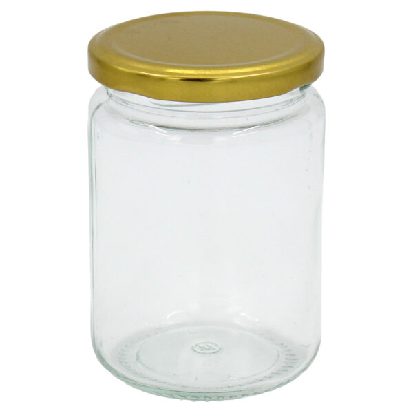 Βάζο αποθήκευσης 360 ml Φ7,2Χ10,8 εκ. γυάλινο με μεταλλικό καπάκι χρυσό - KESKOR 62562