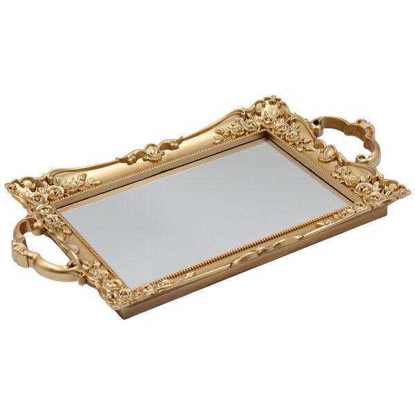 Διακοσμητικό - δίσκος πλαστικός 33Χ19 εκ. Χρυσός με καθρέπτη - KESKOR 72836