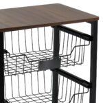 Τρόλεϊ - μανάβης μεταλλικός 42Χ31Χ69,5 εκ. μαύρος με 3 συρτάρια και ξύλινη επιφάνεια - KESKOR 51382 - Image 2