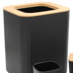 Σετ μπάνιου πλαστικό 6 τεμ Μαύρο με bamboo - KESKOR 42665-2 - Image 2