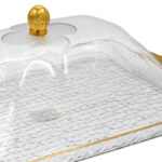 Τουρτιέρα - πιατέλα πλαστική με καπάκι 51Χ31,5Χ16 εκ. με χρυσό - KESKOR 42666 - Image 2