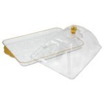 Τουρτιέρα - πιατέλα πλαστική με καπάκι 51Χ31,5Χ16 εκ. με χρυσό - KESKOR 42666 - Image 3